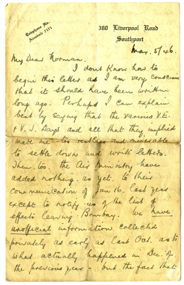 Letter from Edith Entwistle, page 1